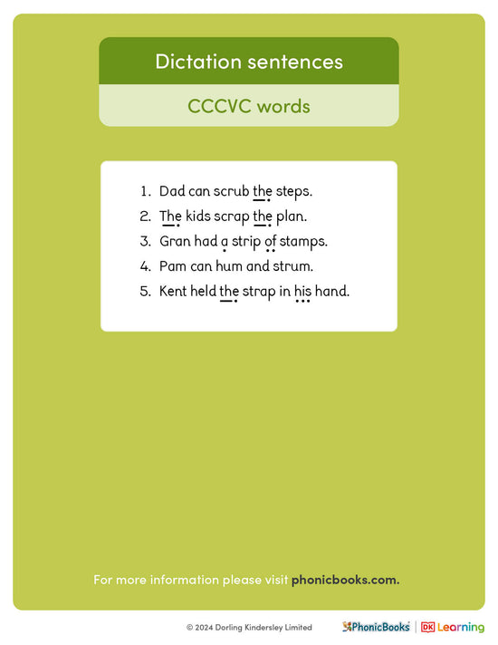 Dictation sentences: CCCVC words - image