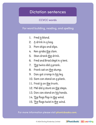 Dictation sentences: CCVCC words - image