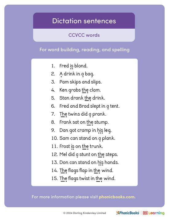 Dictation sentences: CCVCC words - image