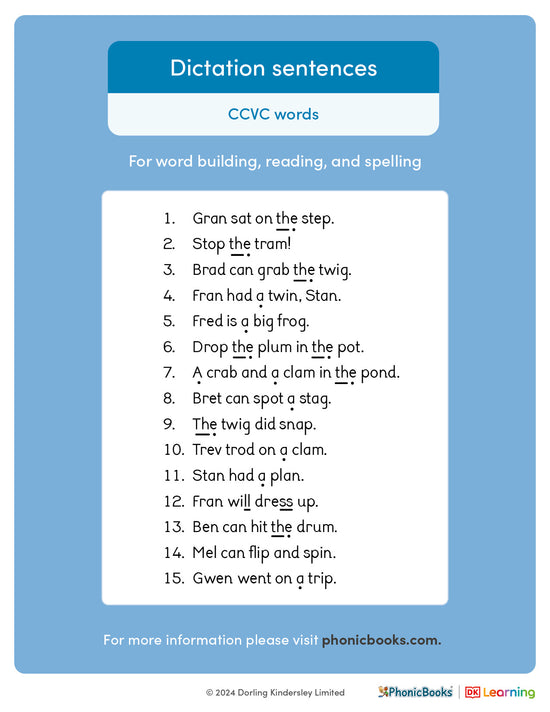 Dictation sentences: CCVC words - image