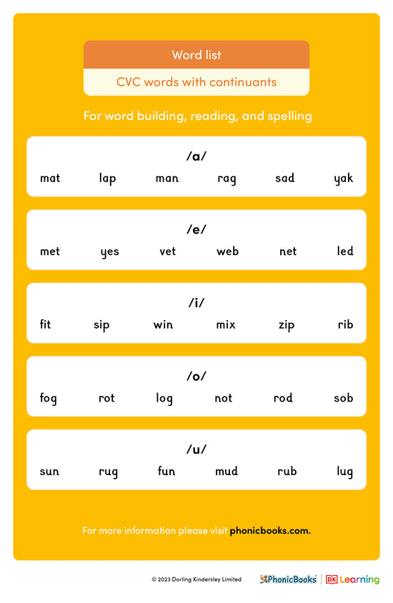 CVC words with continuants - image