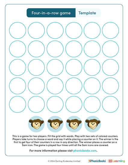 Four Rows Template Four-in-a-row game template – Phonic Books US