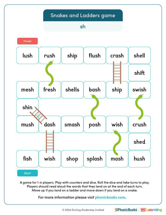 Snakes and Ladders game: words with 'sh' - image