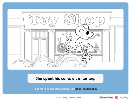 Toy Shop sentence with /oi/ words (B&W) - image