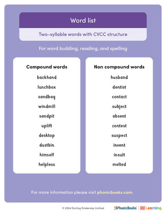 Word list: Two-syllable CVCC words - image