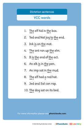 Dictation sentences: VCC words - image