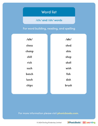 Word list: /ch/ and /sh/ words - image