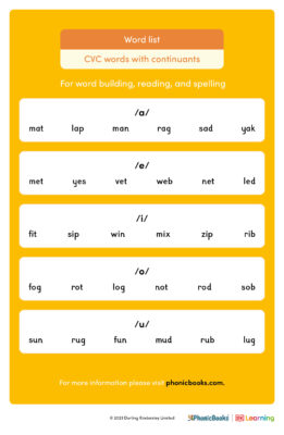 US cvc words continuants